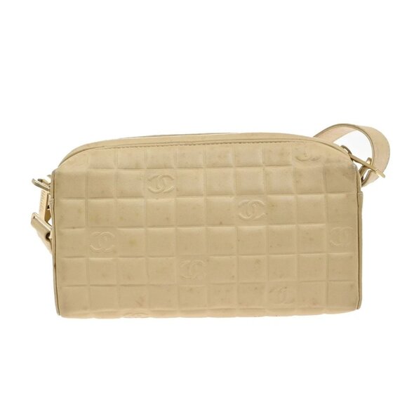 CHANEL CC Logo Chocolate Bar 2Way Hand Bag Leather Beige GHW Italy 11KB487 - Picture 3 of 14